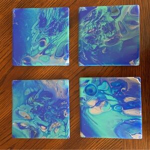 Abstract Blue and Green Coasters